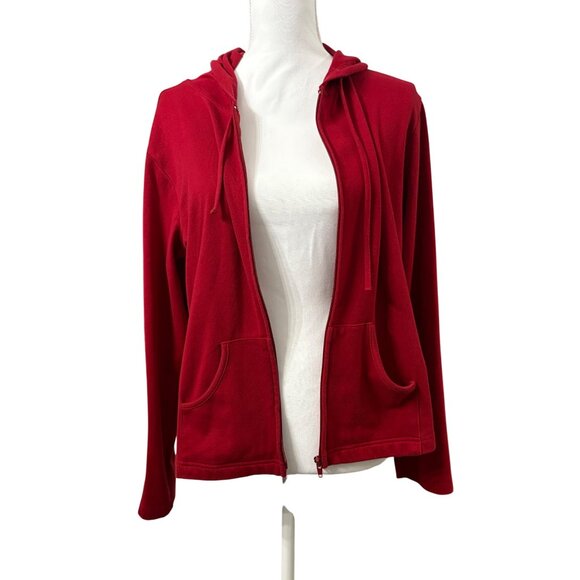 Red Streetwear Zip-Up Hoodie Casual Sweatshirt Womens Size L Activewear - Picture 5 of 11